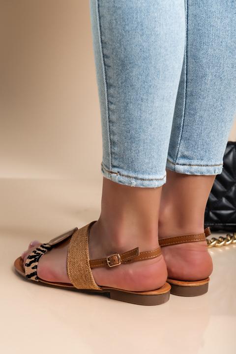 Nízke sandále s ozdobným detailom, béžové/zebra