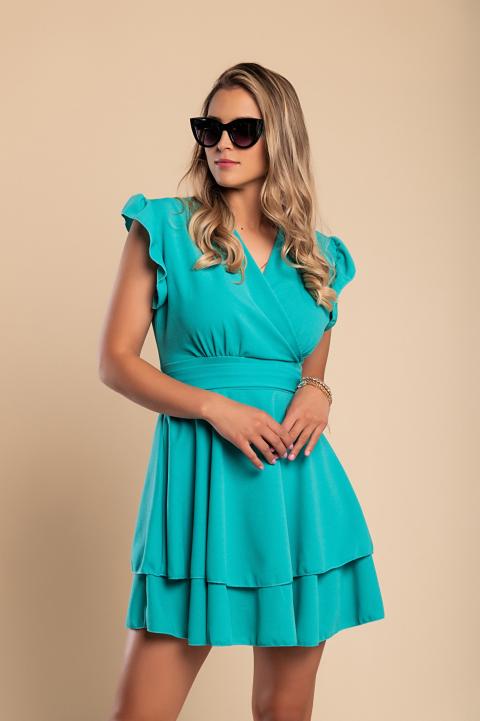 Elegantné mini šaty s volánmi Favinna, mätové