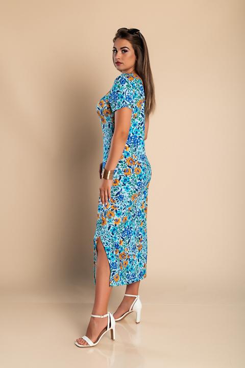 Maxi šaty s kvetinovou potlačou, svetlo modré