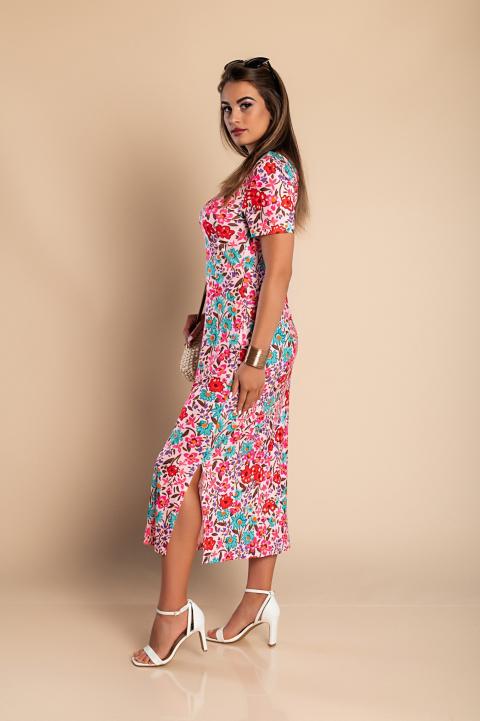 Maxi šaty s kvetinovou potlačou, ružové