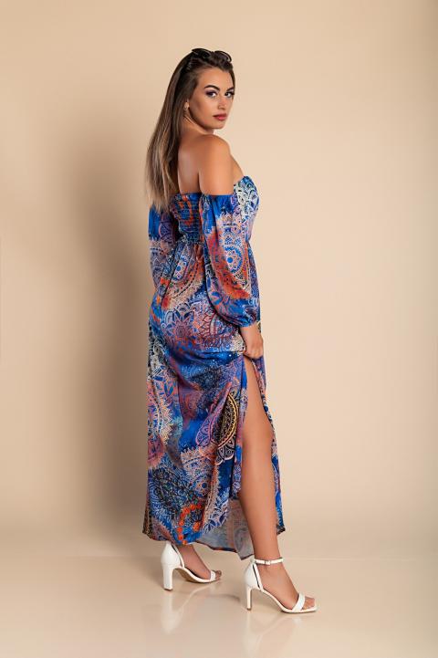 Elegantné maxi šaty s potlačou Montella, modré
