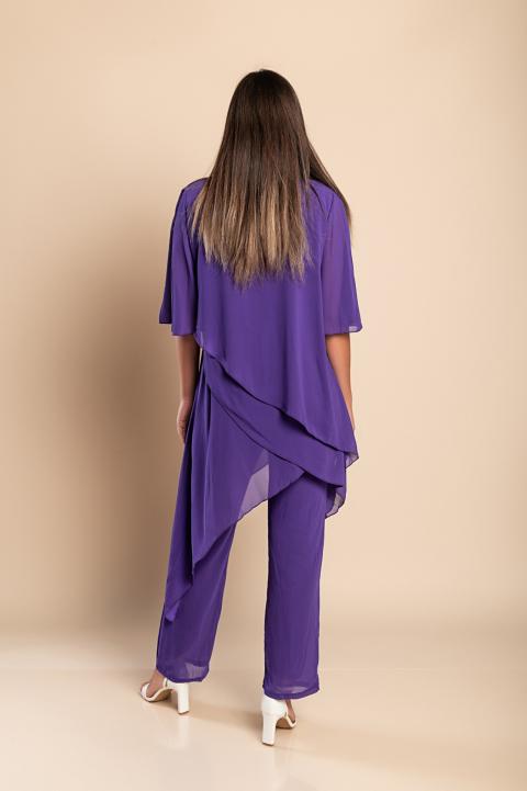 Súprava elegantnéj priesvitnéj tuniky a dlhých nohavíc Claudette, fialová
