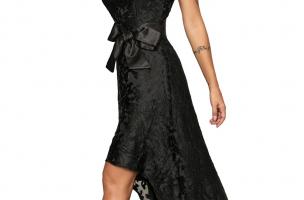 Elegantné mini šaty bez rukávov s krásnou čipkou Suzan, čierne