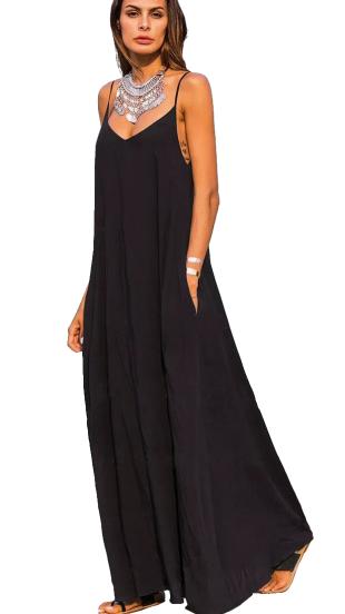 Letné maxi šaty Yasmine, čierne