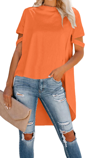 Asymetrické tričko s krátkymi rukávmi Vebtura, oranžové
